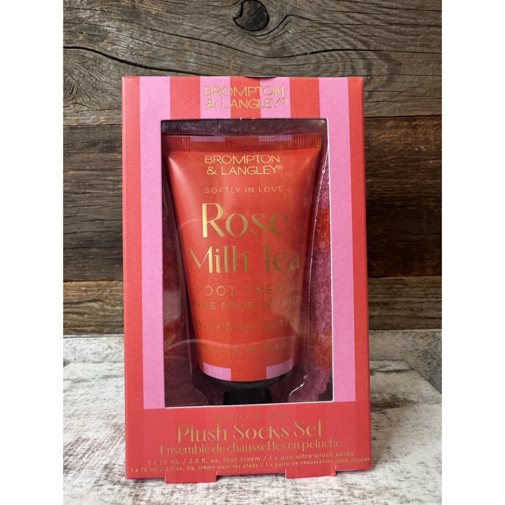 Brompton & Langley Rose Milk Tea Foot‎ Cream 2.5oz Gift Pack With Socks New